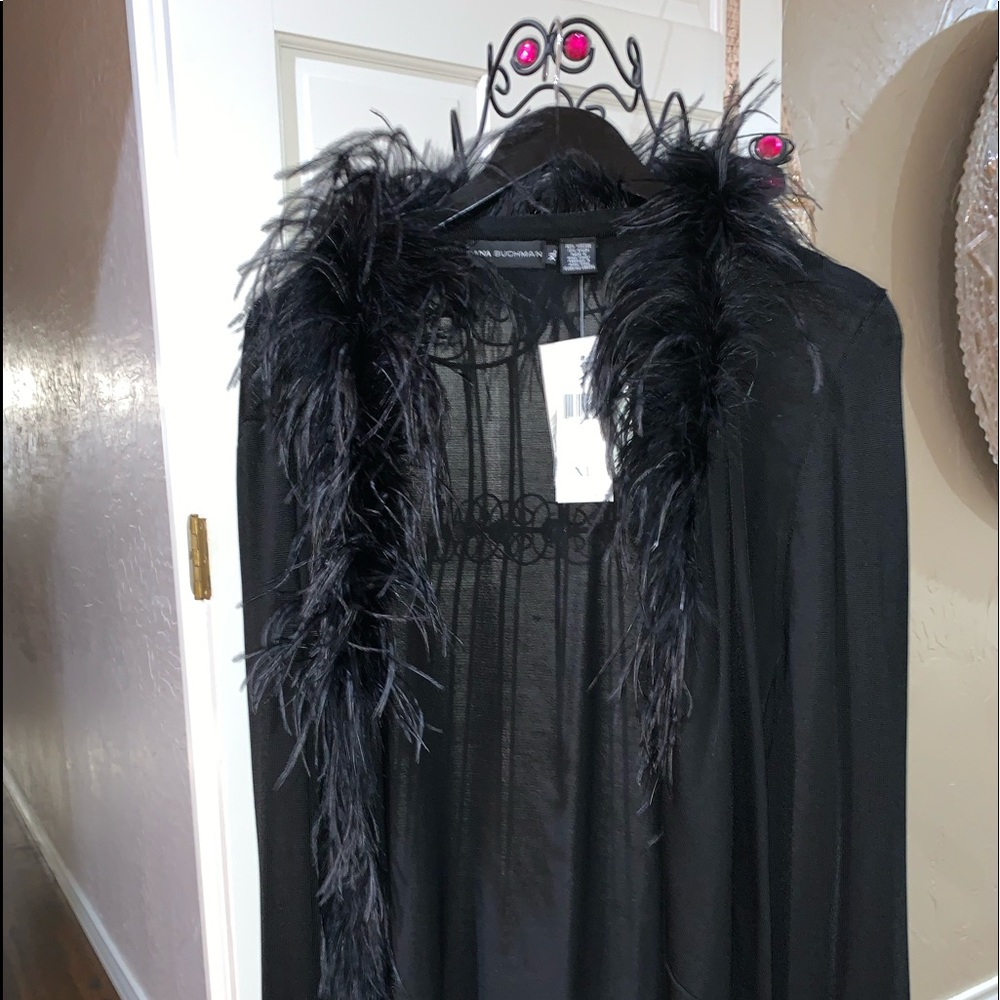 NWT. Dana Buchman Boa collar jacket.Black,Timeless